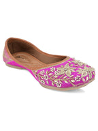Desi Colour Women Indian Ethnic Footwear-Pink Dabka Floral | Grocsy