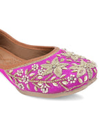 Desi Colour Women Indian Ethnic Footwear-Pink Dabka Floral | Grocsy