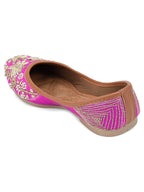 Desi Colour Women Indian Ethnic Footwear-Pink Dabka Floral | Grocsy