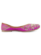 Desi Colour Women Indian Ethnic Footwear-Pink Dabka Floral | Grocsy