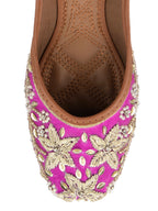 Desi Colour Women Indian Ethnic Footwear-Pink Dabka Floral | Grocsy