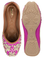 Desi Colour Women Indian Ethnic Footwear-Pink Dabka Floral | Grocsy