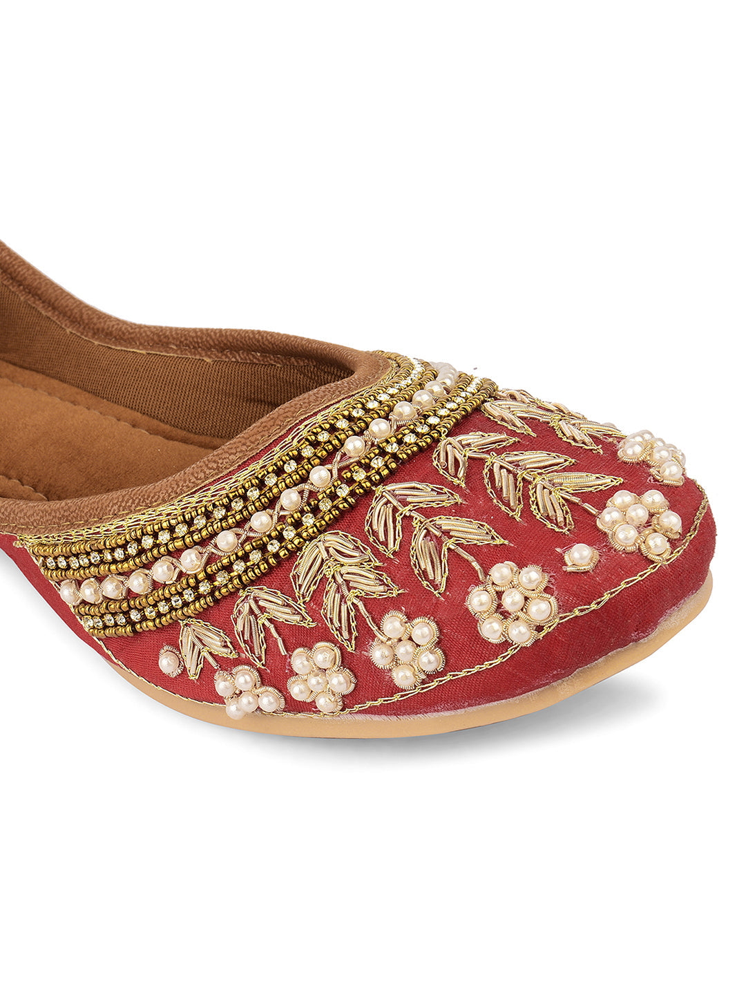 Desi Colour Women Indian Ethnic Footwear-Party Collection - Red | Grocsy