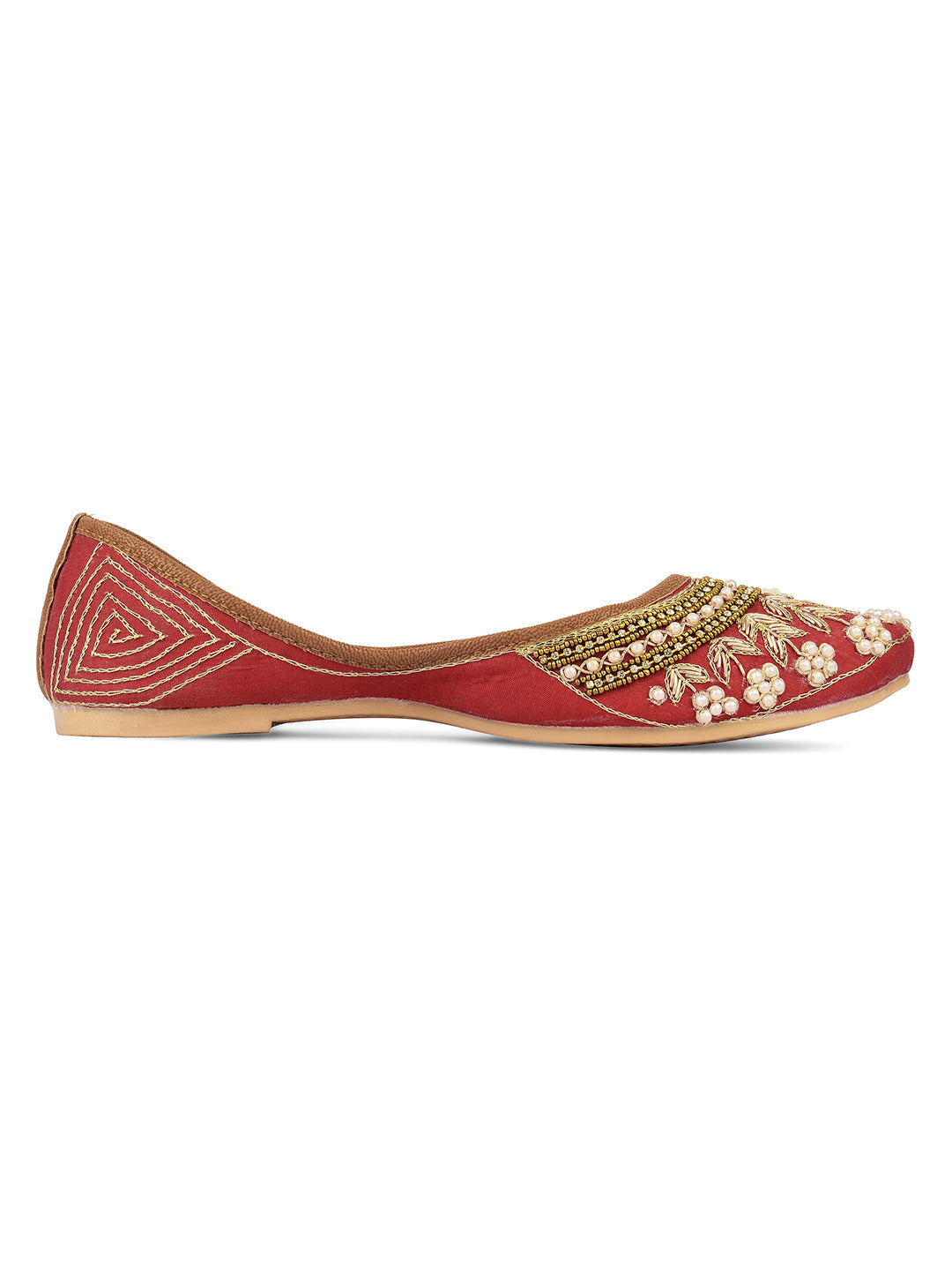 Desi Colour Women Indian Ethnic Footwear-Party Collection - Red | Grocsy