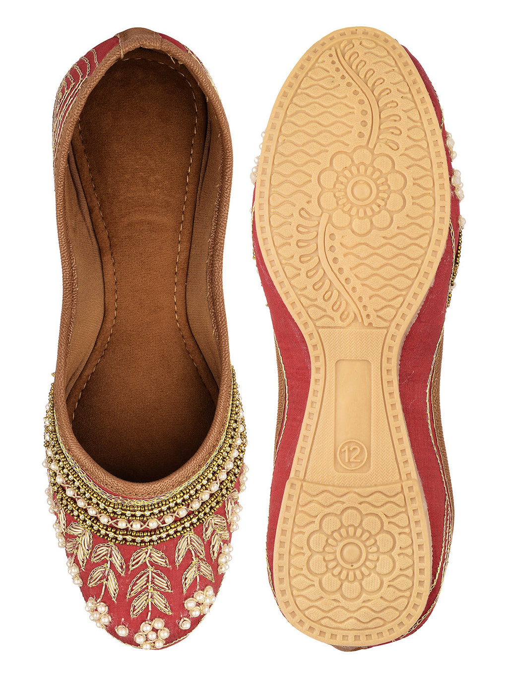 Desi Colour Women Indian Ethnic Footwear-Party Collection - Red | Grocsy