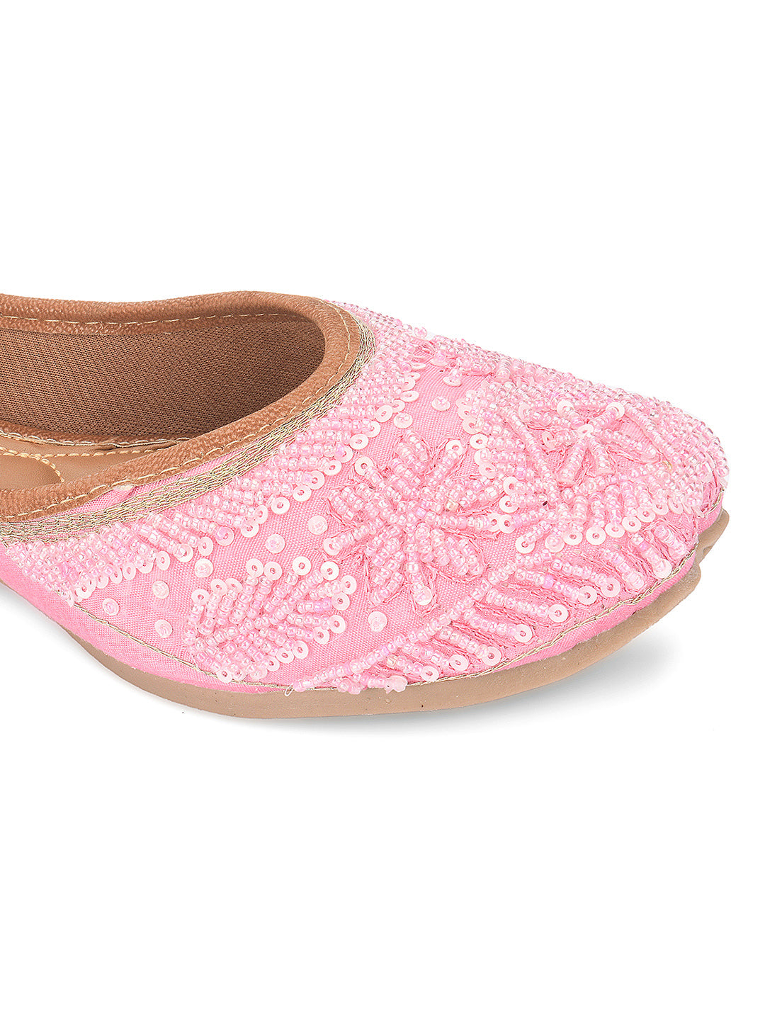 Desi Colour Women Indian Ethnic Footwear-Baby Pink Pearl | Grocsy