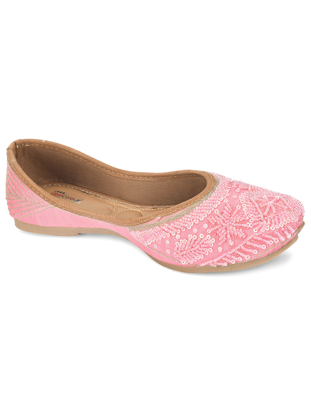 Desi Colour Women Indian Ethnic Footwear-Baby Pink Pearl | Grocsy