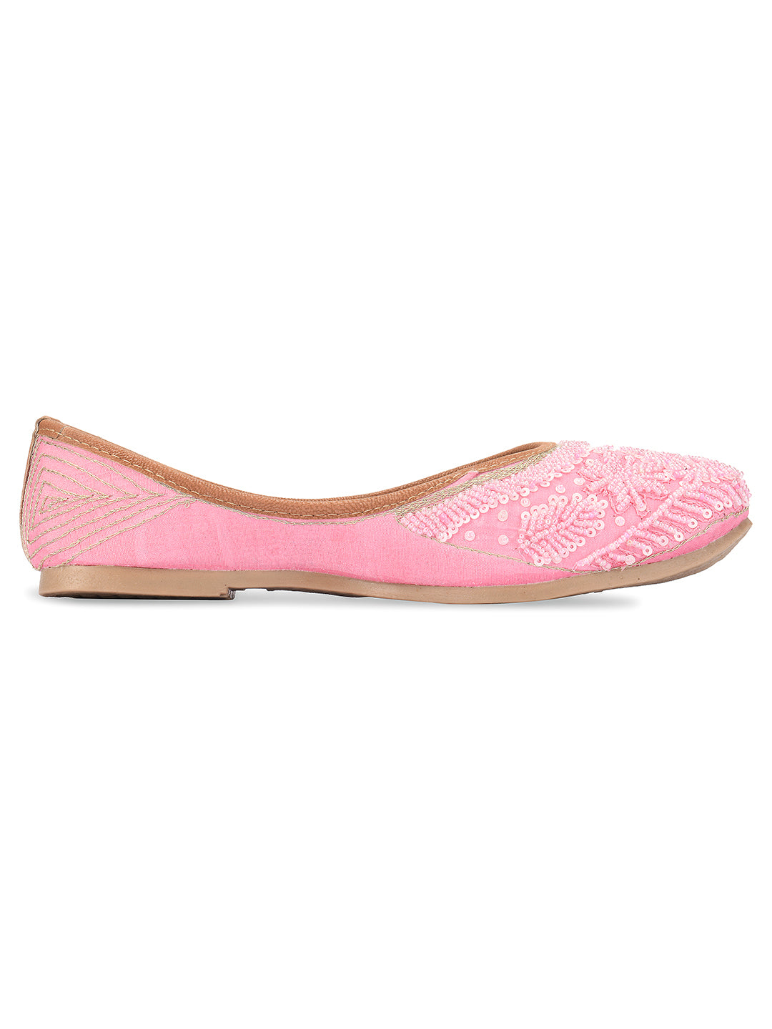 Desi Colour Women Indian Ethnic Footwear-Baby Pink Pearl | Grocsy