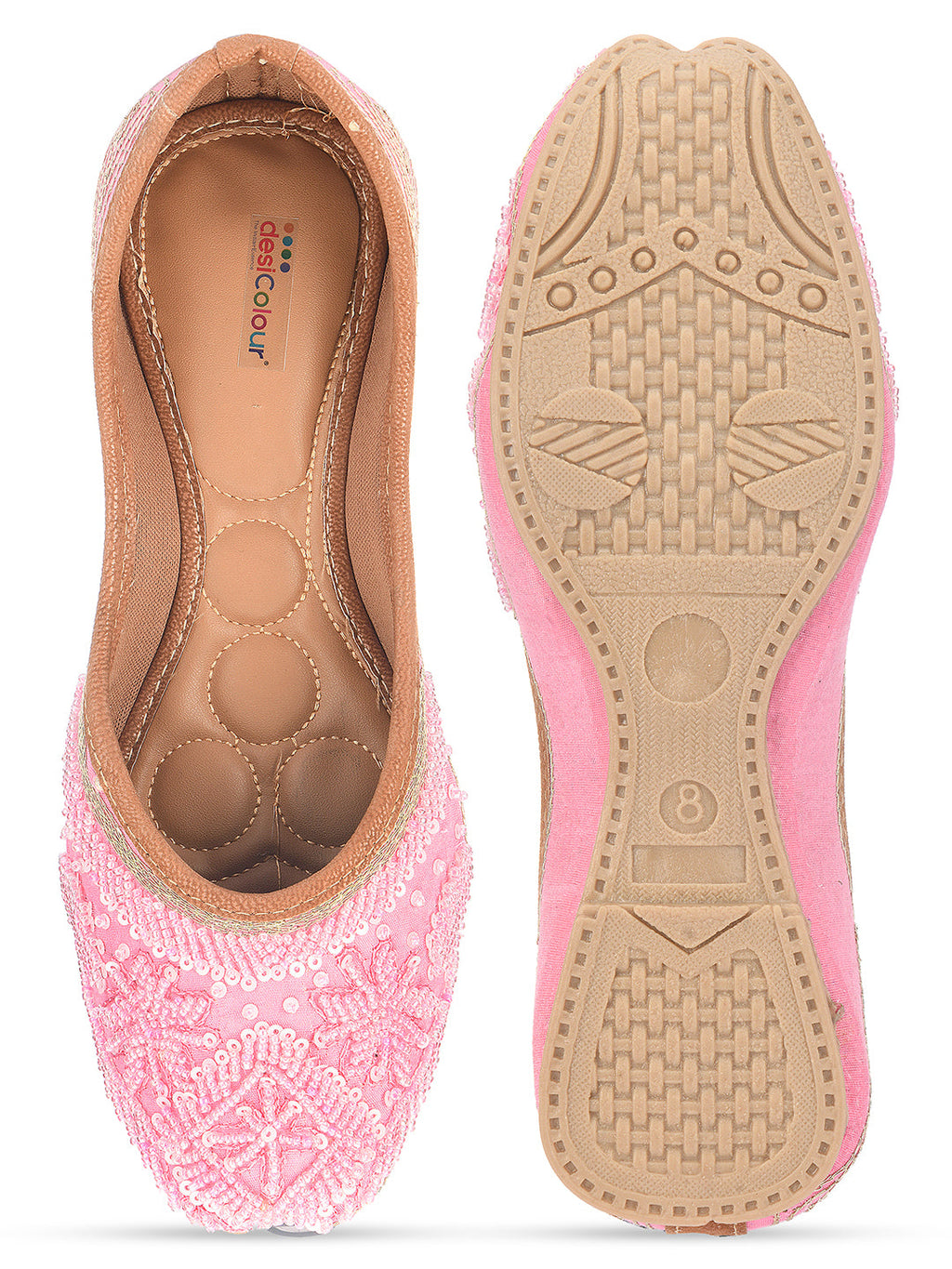 Desi Colour Women Indian Ethnic Footwear-Baby Pink Pearl | Grocsy