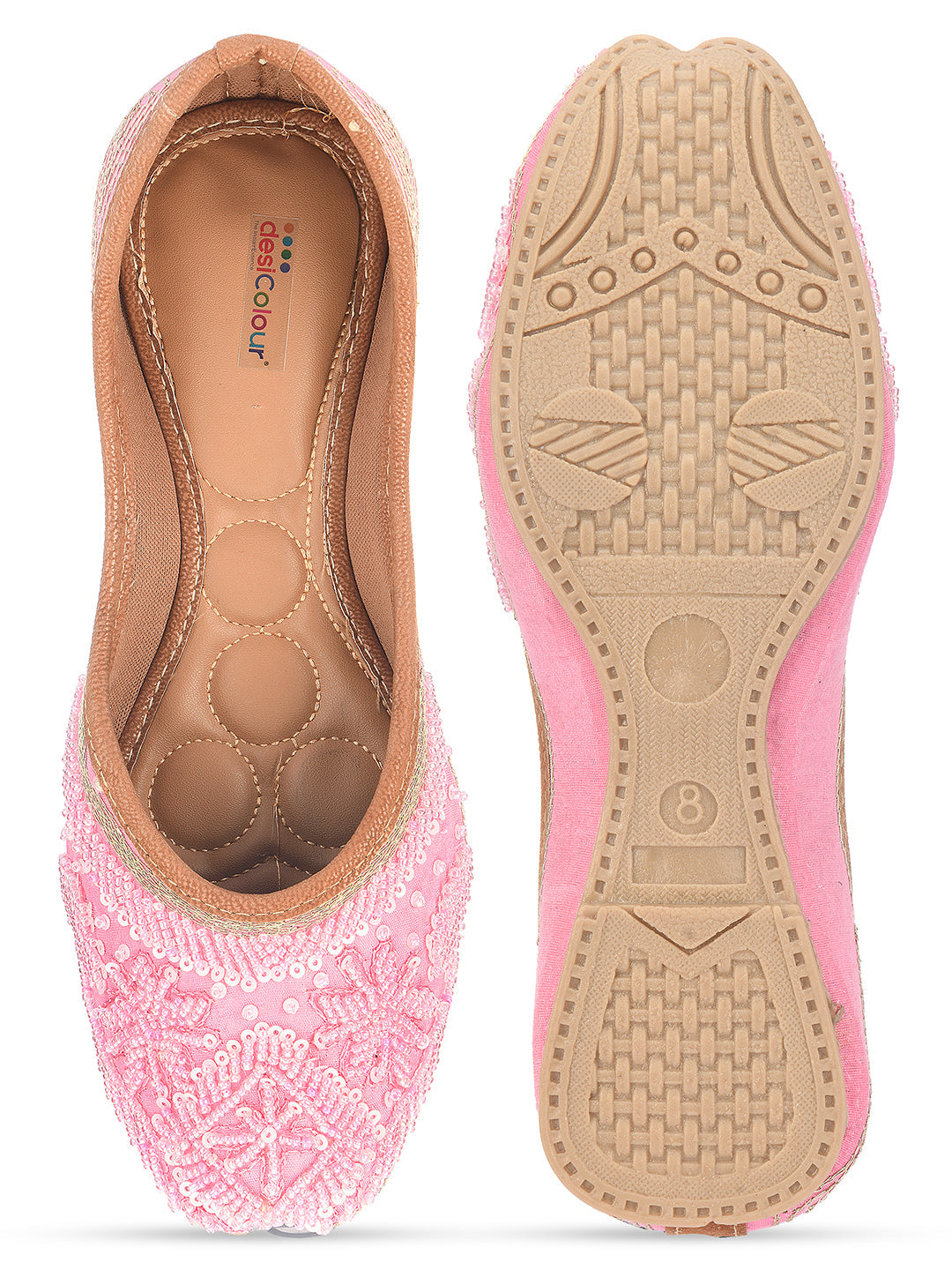 Desi Colour Women Indian Ethnic Footwear-Baby Pink Pearl | Grocsy