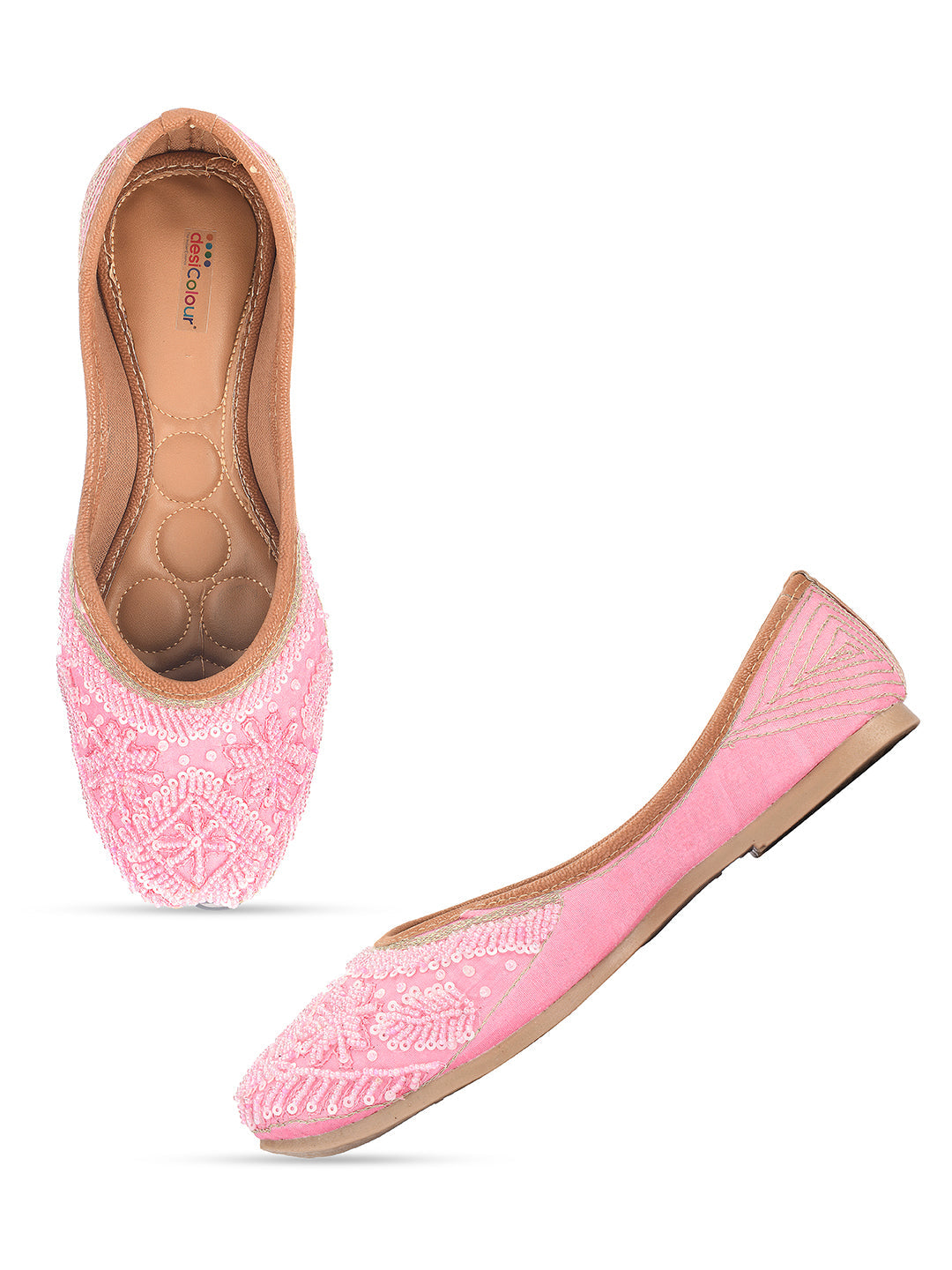 Desi Colour Women Indian Ethnic Footwear-Baby Pink Pearl | Grocsy