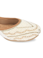 Desi Colour Women Indian Ethnic Footwear-White Silver Pearl | Grocsy