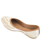 Desi Colour Women Indian Ethnic Footwear-White Silver Pearl | Grocsy
