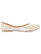 Desi Colour Women Indian Ethnic Footwear-White Silver Pearl | Grocsy