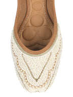 Desi Colour Women Indian Ethnic Footwear-White Silver Pearl | Grocsy