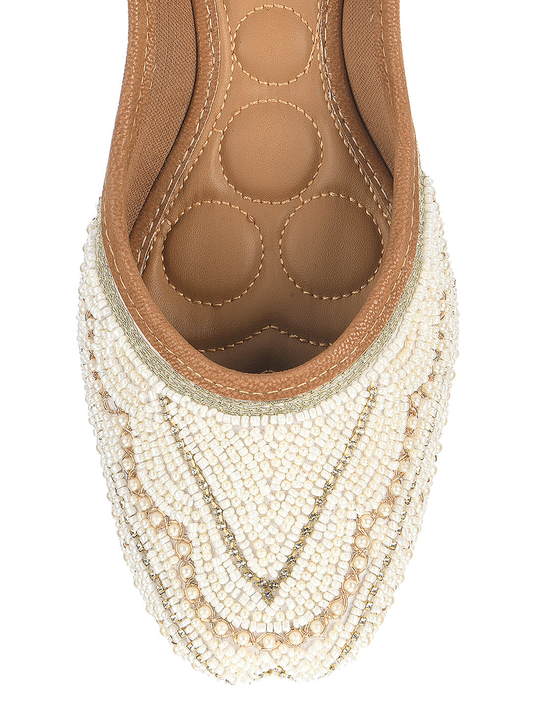 Desi Colour Women Indian Ethnic Footwear-White Silver Pearl | Grocsy