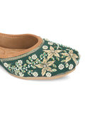 Desi Colour Women Indian Ethnic Footwear-Dark green Flower | Grocsy