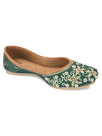 Desi Colour Women Indian Ethnic Footwear-Dark green Flower | Grocsy