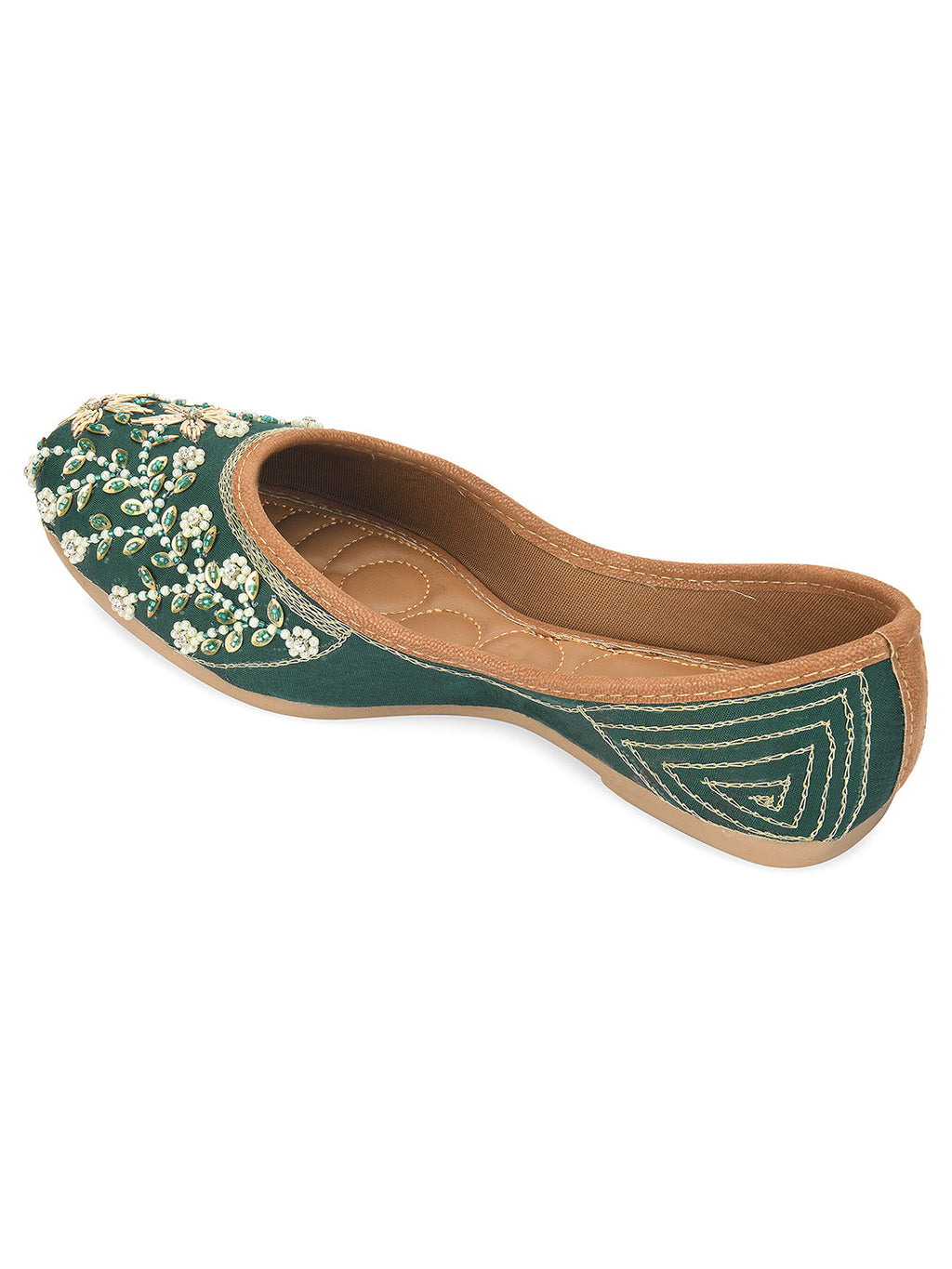 Desi Colour Women Indian Ethnic Footwear-Dark green Flower | Grocsy