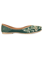 Desi Colour Women Indian Ethnic Footwear-Dark green Flower | Grocsy