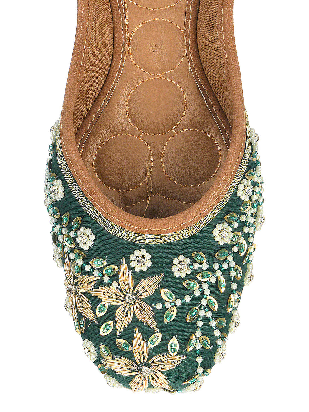 Desi Colour Women Indian Ethnic Footwear-Dark green Flower | Grocsy