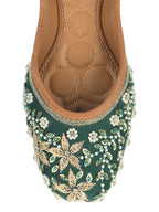 Desi Colour Women Indian Ethnic Footwear-Dark green Flower | Grocsy