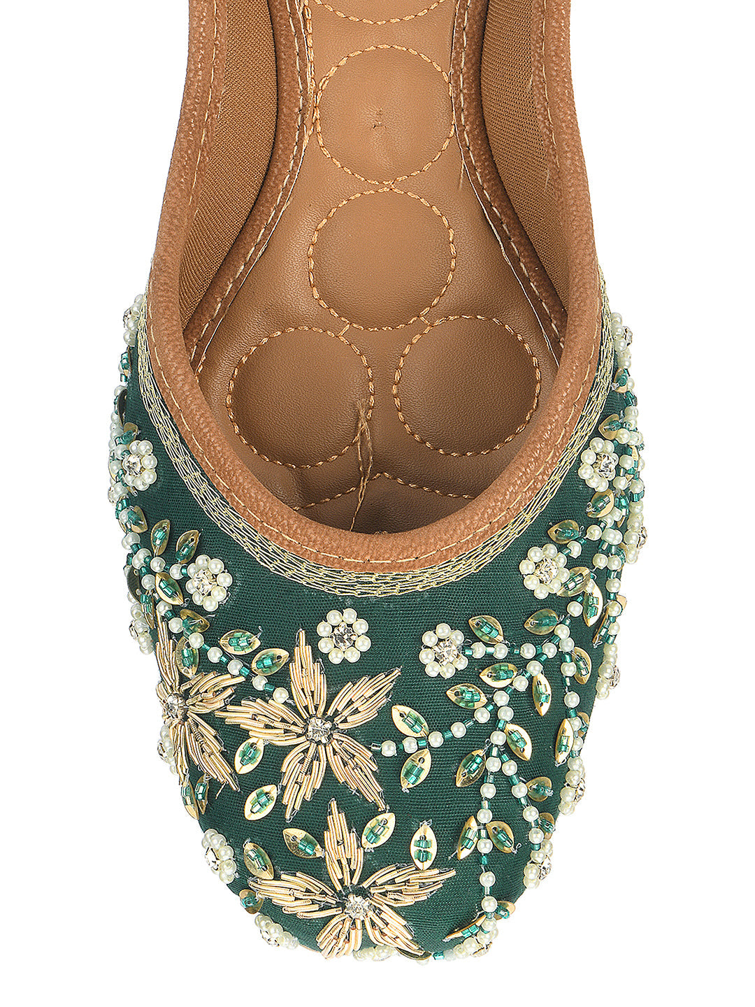 Desi Colour Women Indian Ethnic Footwear-Dark green Flower | Grocsy