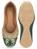 Desi Colour Women Indian Ethnic Footwear-Party Wear Green Dabka Work | Grocsy