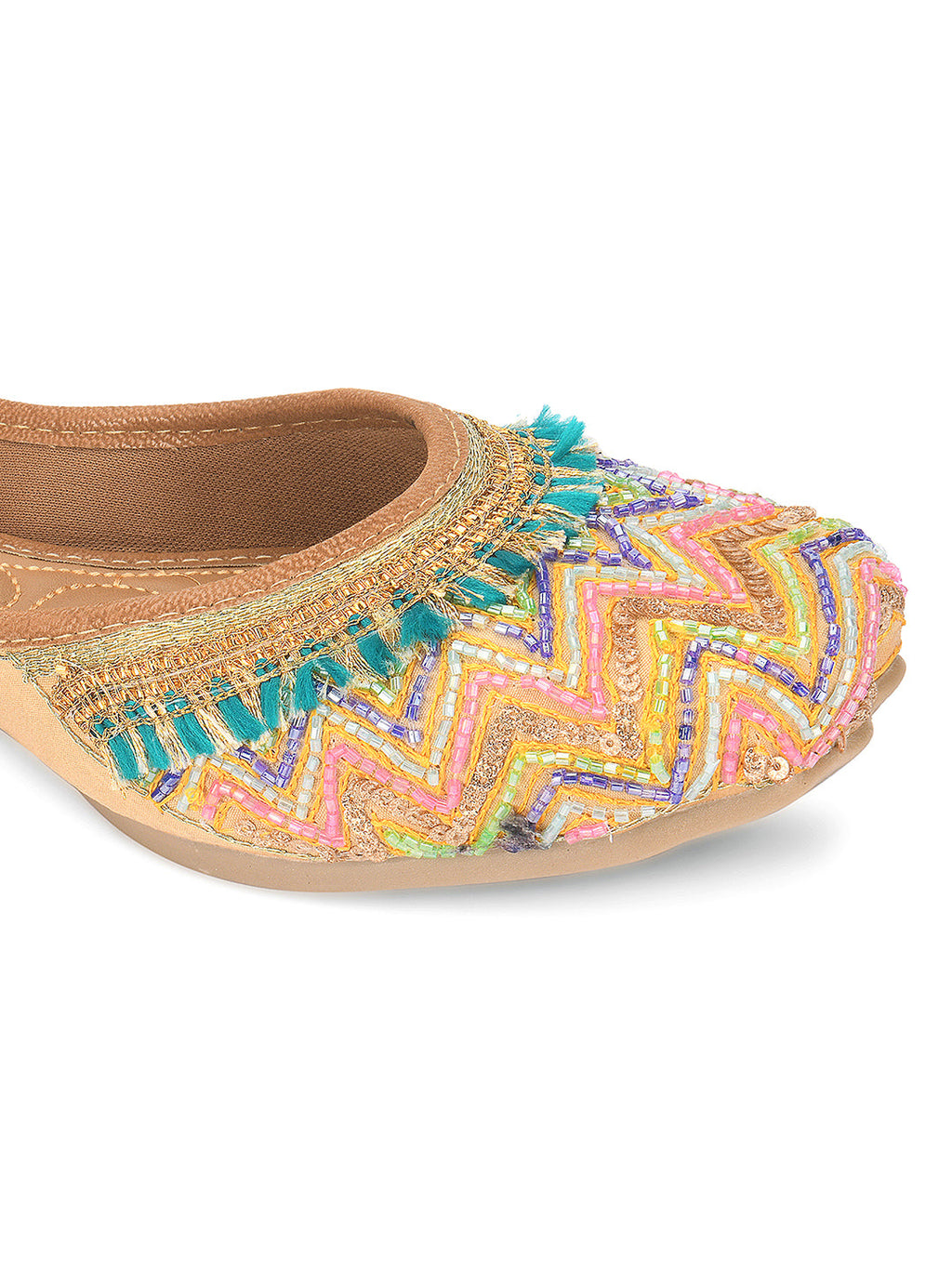 Desi Colour Women Indian Ethnic Footwear-Multi Zigzag | Grocsy