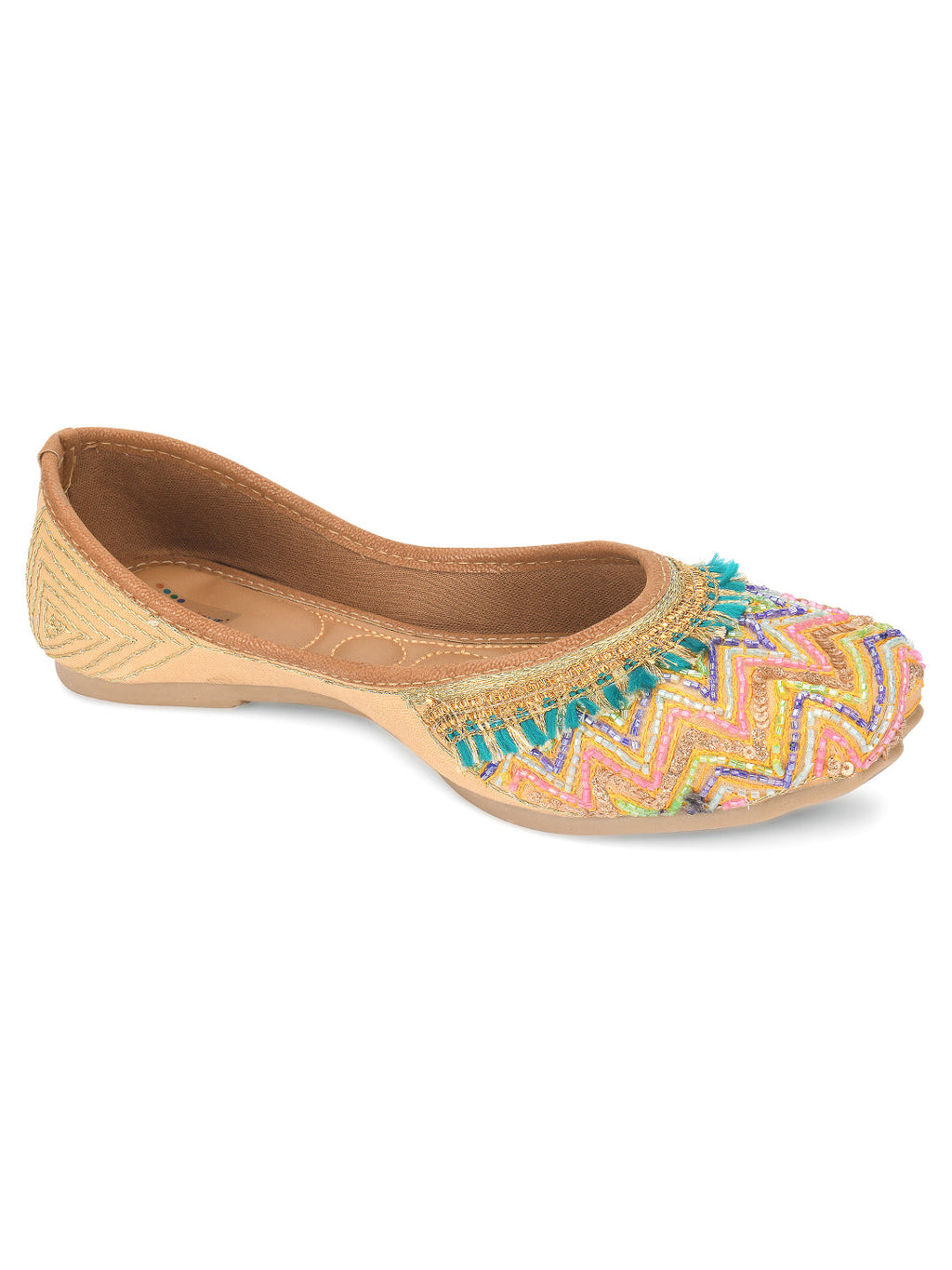 Desi Colour Women Indian Ethnic Footwear-Multi Zigzag | Grocsy