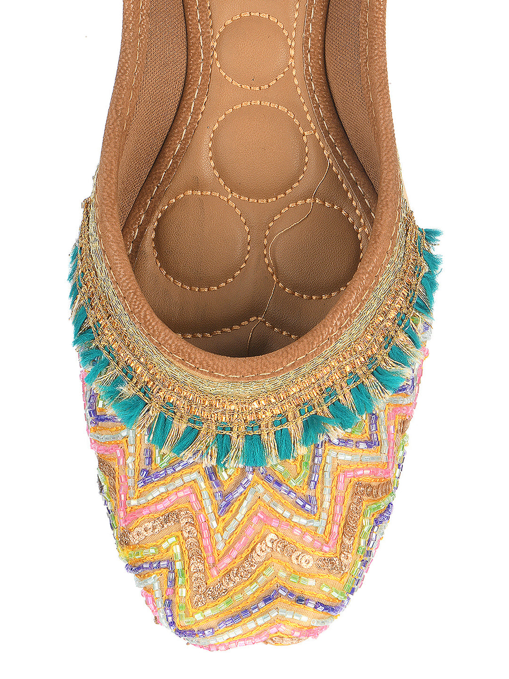 Desi Colour Women Indian Ethnic Footwear-Multi Zigzag | Grocsy
