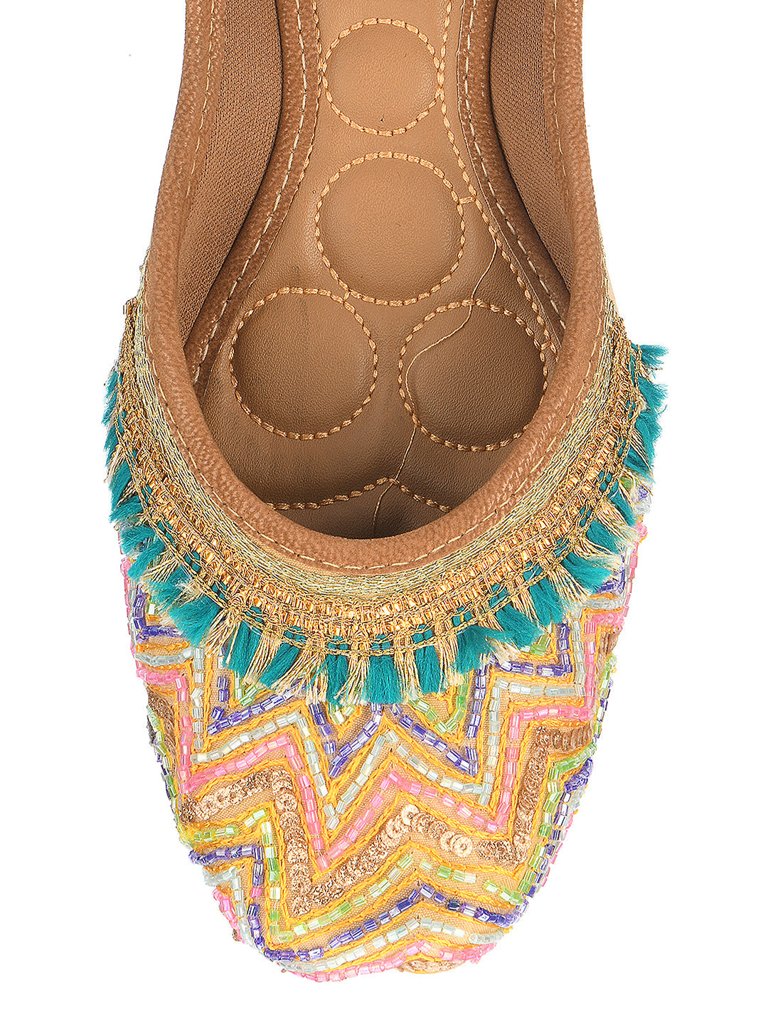 Desi Colour Women Indian Ethnic Footwear-Multi Zigzag | Grocsy