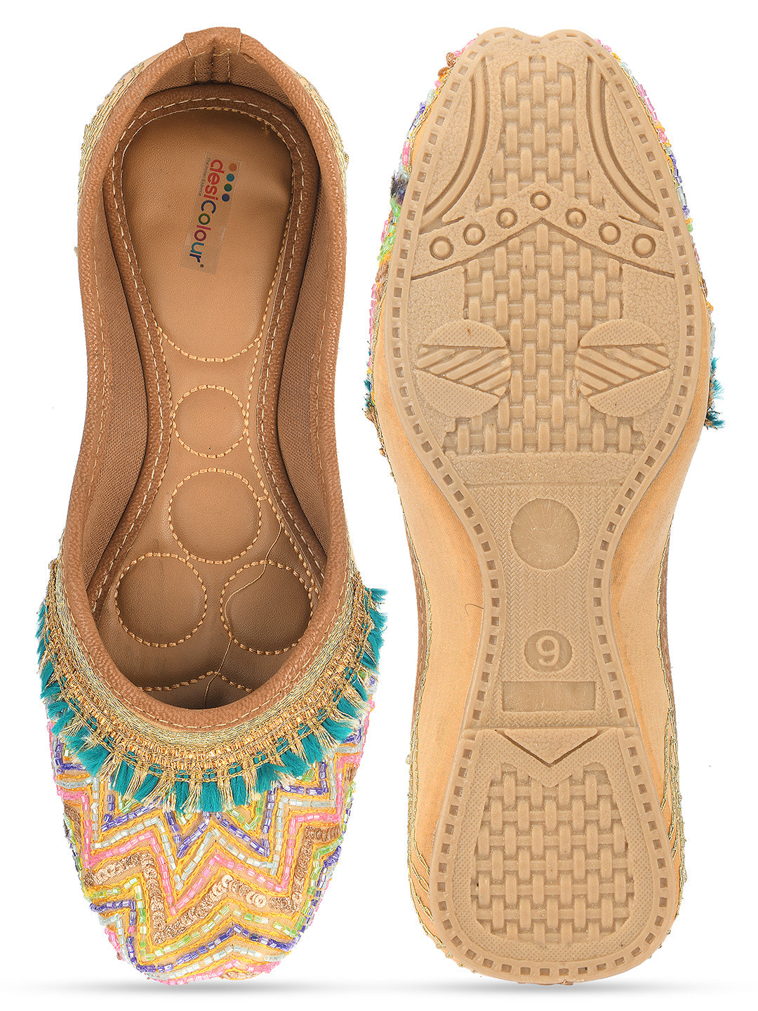 Desi Colour Women Indian Ethnic Footwear-Multi Zigzag | Grocsy