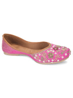 Desi Colour Women Indian Ethnic Footwear-Party Wear Pink Dabka Work | Grocsy