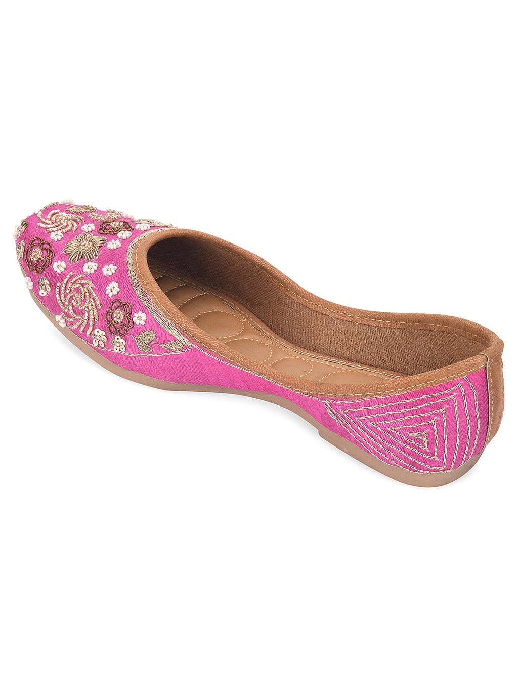 Desi Colour Women Indian Ethnic Footwear-Party Wear Pink Dabka Work | Grocsy