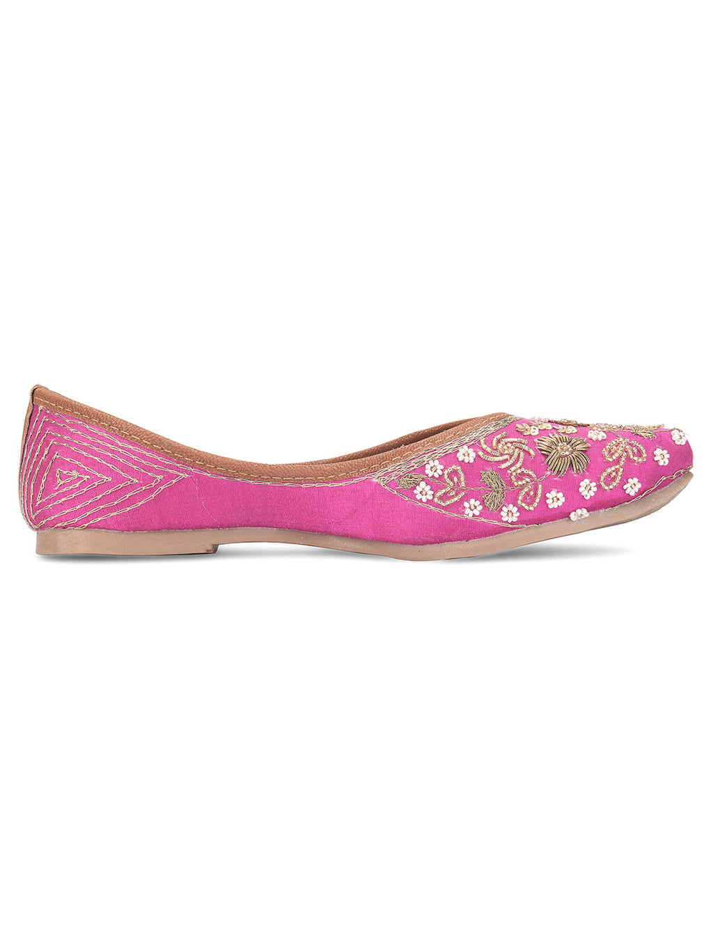 Desi Colour Women Indian Ethnic Footwear-Party Wear Pink Dabka Work | Grocsy