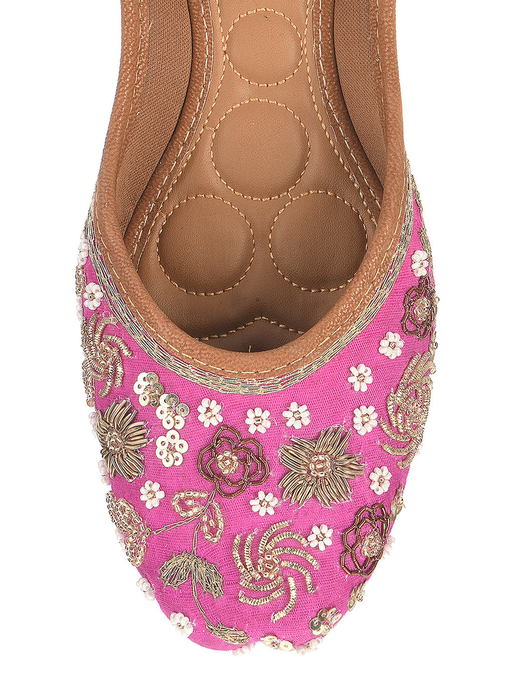 Desi Colour Women Indian Ethnic Footwear-Party Wear Pink Dabka Work | Grocsy