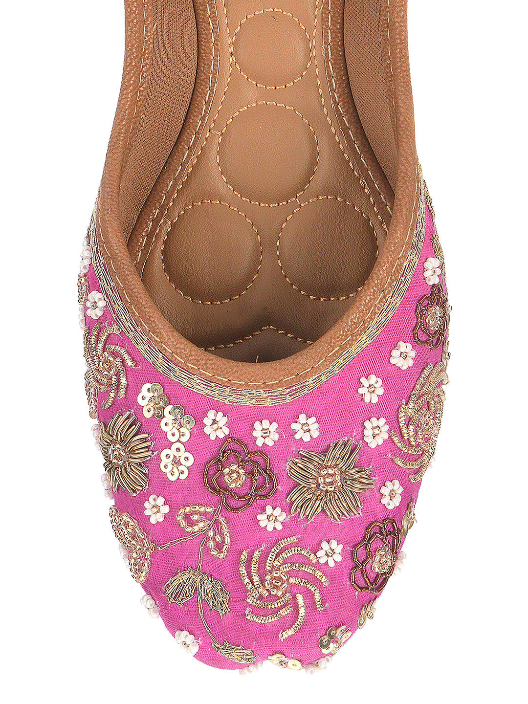 Desi Colour Women Indian Ethnic Footwear-Party Wear Pink Dabka Work | Grocsy