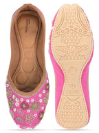Desi Colour Women Indian Ethnic Footwear-Party Wear Pink Dabka Work | Grocsy