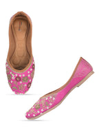 Desi Colour Women Indian Ethnic Footwear-Party Wear Pink Dabka Work | Grocsy