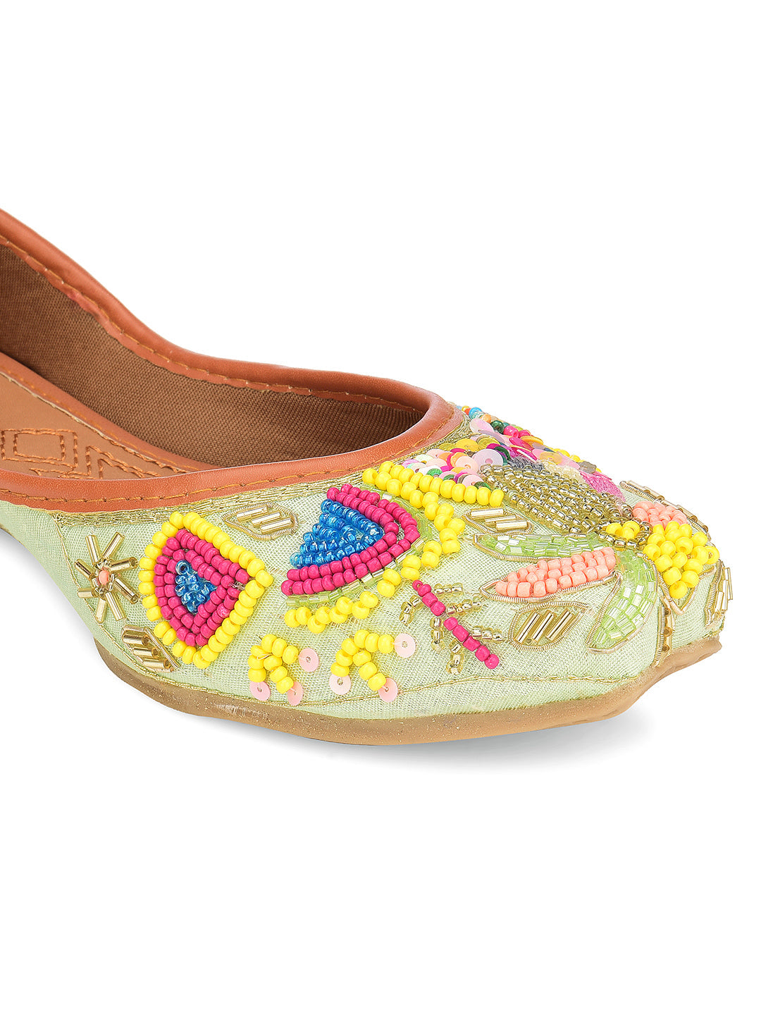 Desi Colour Women Indian Ethnic Footwear-Sea green forest | Grocsy