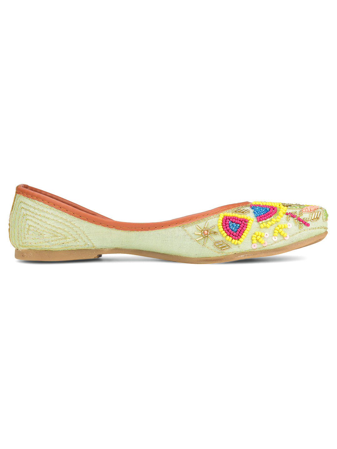 Desi Colour Women Indian Ethnic Footwear-Sea green forest | Grocsy