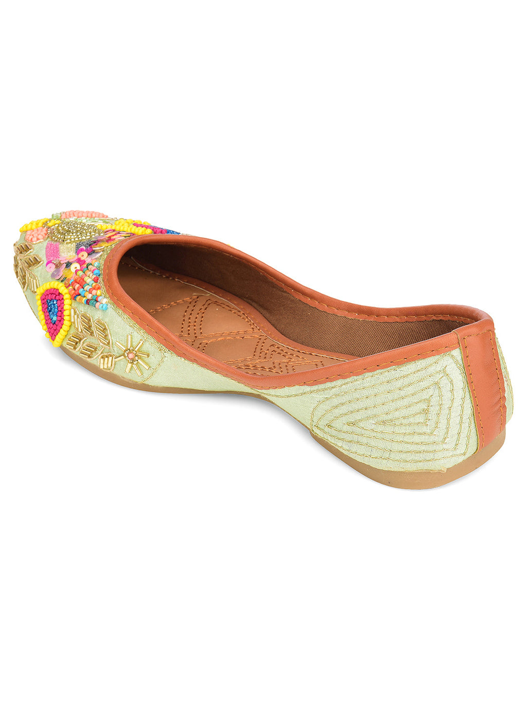 Desi Colour Women Indian Ethnic Footwear-Sea green forest | Grocsy