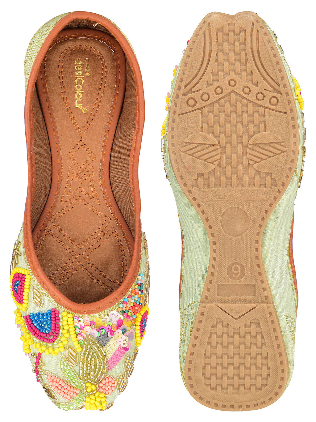 Desi Colour Women Indian Ethnic Footwear-Sea green forest | Grocsy