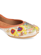 Desi Colour Women Indian Ethnic Footwear-Party Wear White Multicolour Pear Work | Grocsy