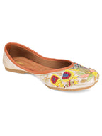 Desi Colour Women Indian Ethnic Footwear-Party Wear White Multicolour Pear Work | Grocsy