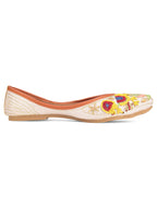 Desi Colour Women Indian Ethnic Footwear-Party Wear White Multicolour Pear Work | Grocsy
