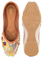 Desi Colour Women Indian Ethnic Footwear-Party Wear White Multicolour Pear Work | Grocsy