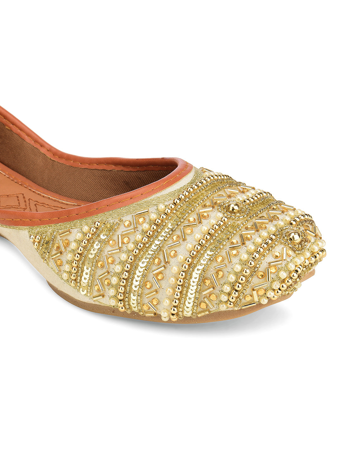 Desi Colour Women Indian Ethnic Footwear-Gold line | Grocsy
