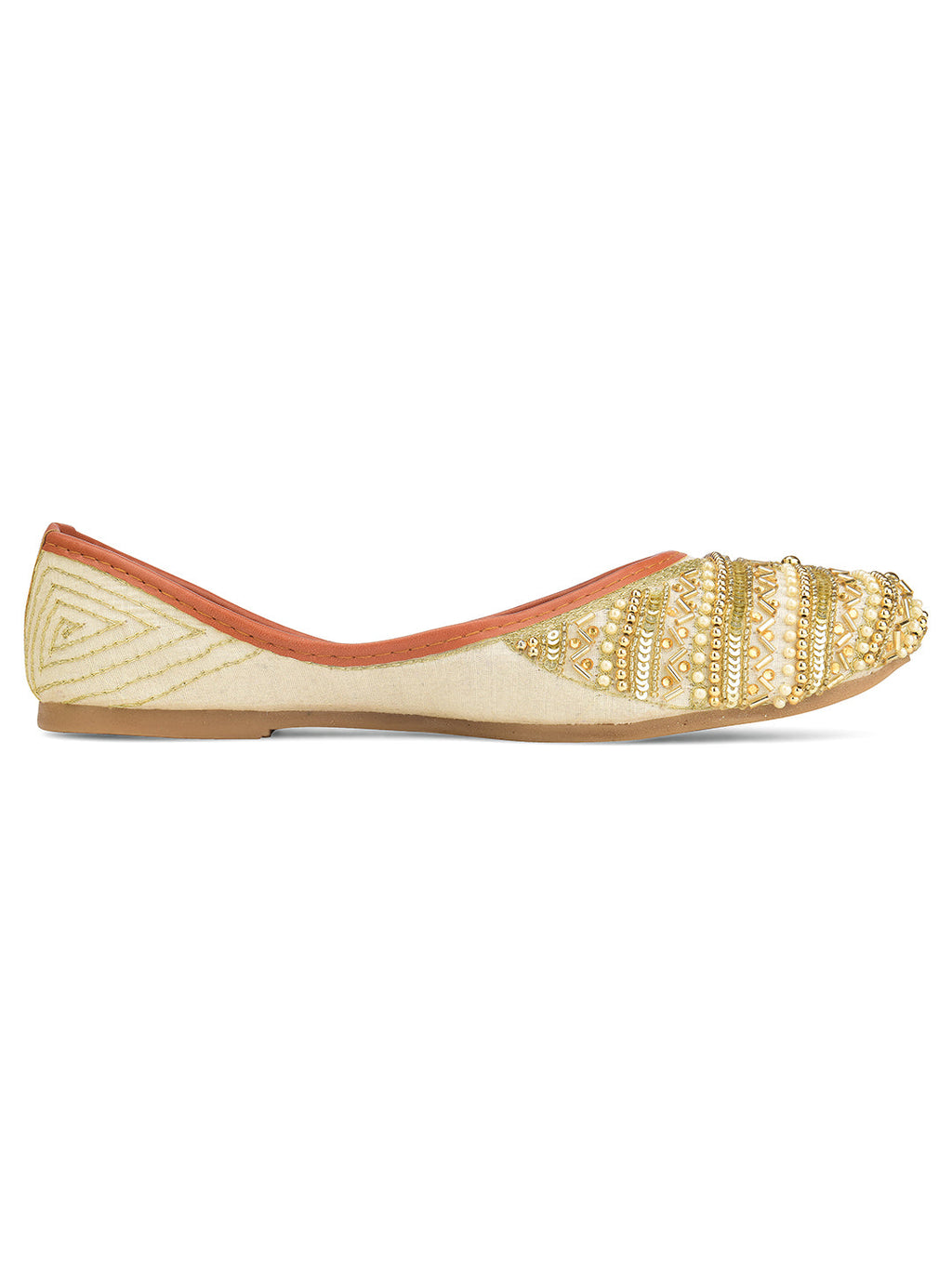 Desi Colour Women Indian Ethnic Footwear-Gold line | Grocsy